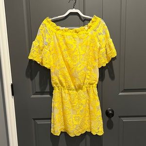 Alexis Kit Off The Shoulder Dress in Yellow Embroidery-Size Large